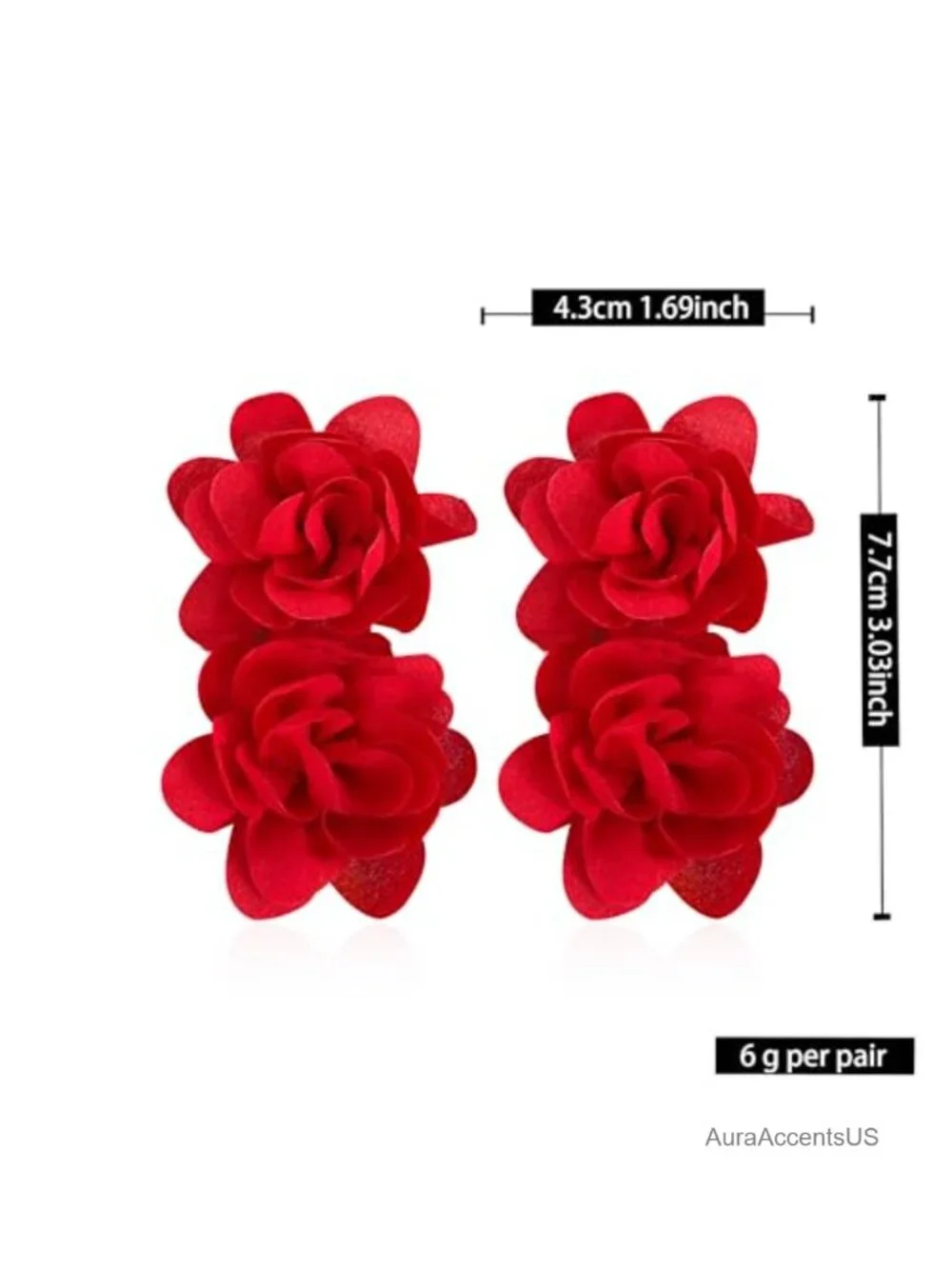 Bohemian Flower Drop Earrings for Women, Fabric Dangle Statement Acrylic